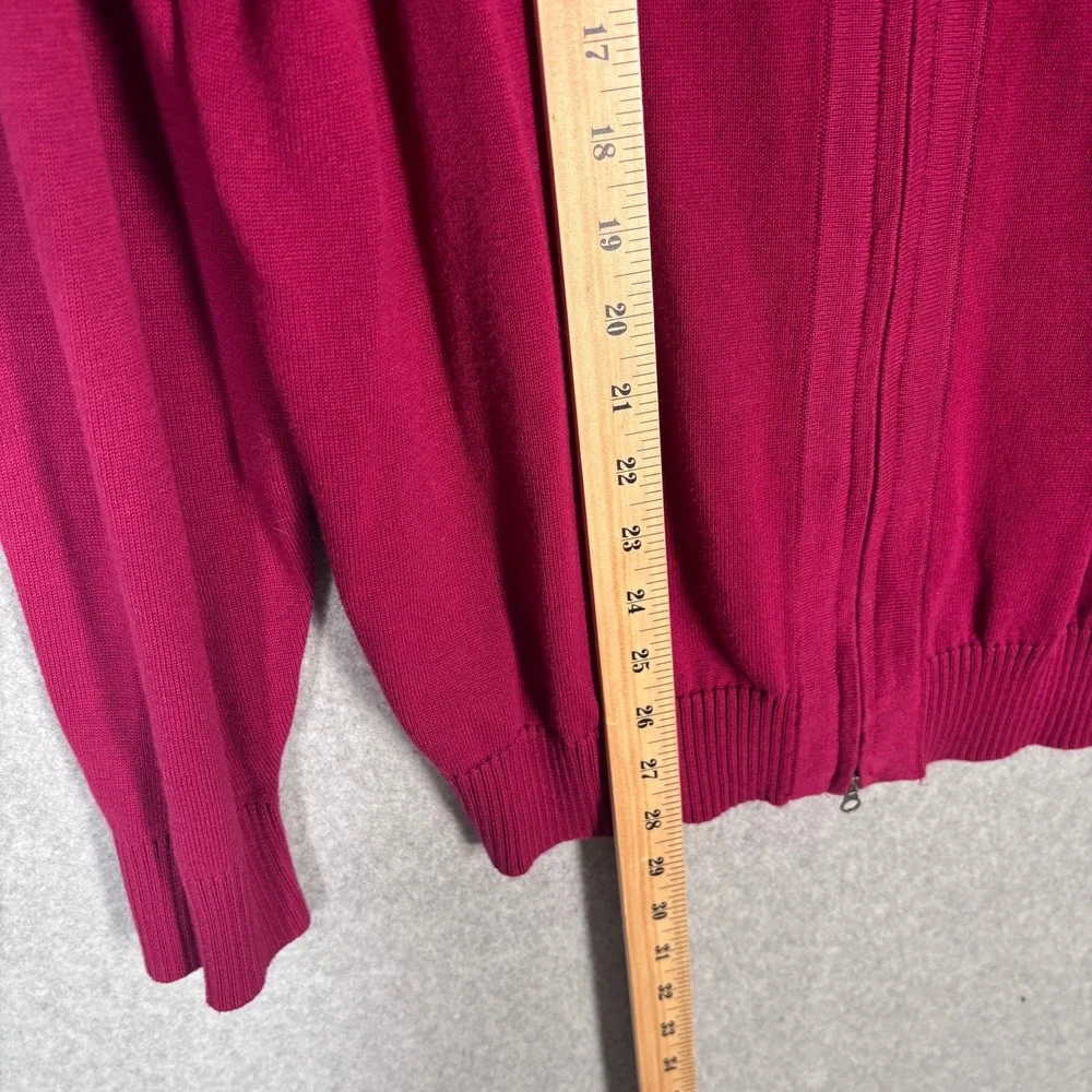 Callaway Pima Cotton Cardigan Sweater XL Magenta Burgundy Full Zip Golf‎ Tennis